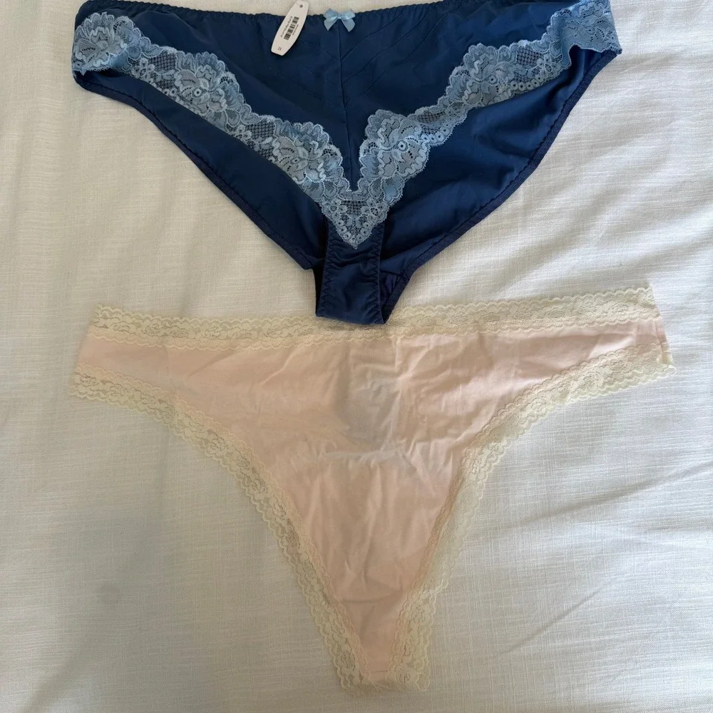 Adore Me Panty Bundle 2X 3X Bijou Blue Bikini Pink Champagne Thong Lace New